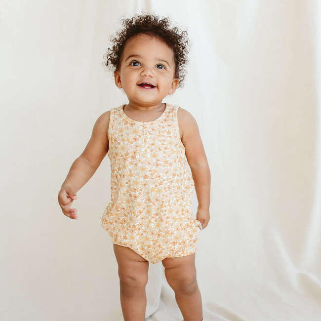 Viscose from Bamboo Organic Cotton Sleeveless Romper, Wildflowers - Rompers - 2