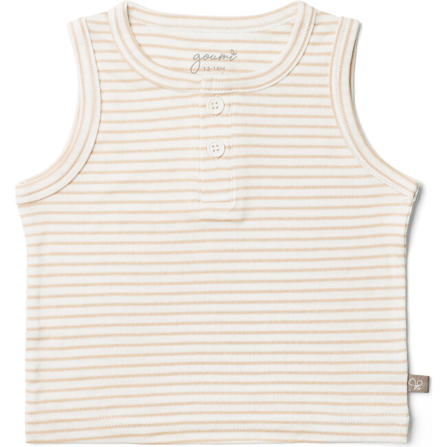 Viscose from Bamboo Organic Cotton Toddler Tank Top, Dune Stripe - Shirts - 1