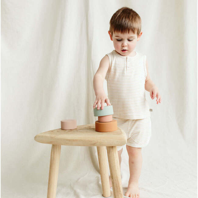 Viscose from Bamboo Organic Cotton Toddler Tank Top, Dune Stripe - Shirts - 4