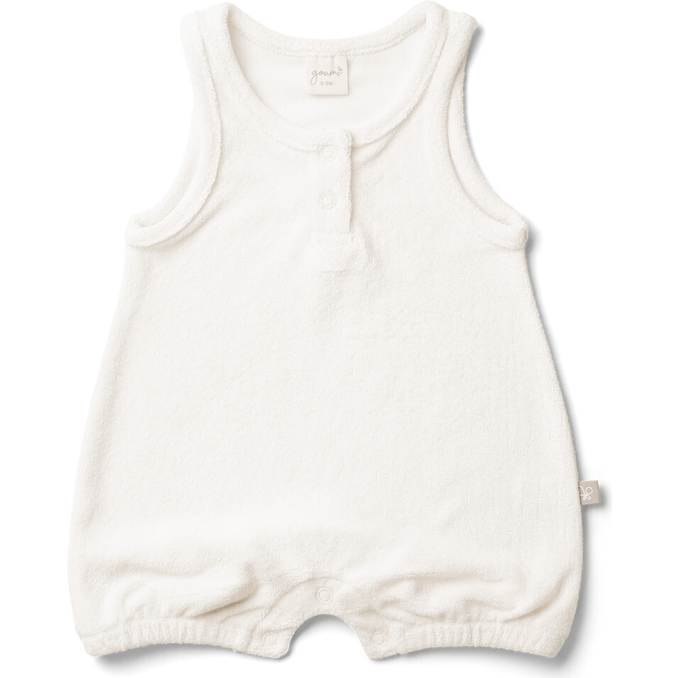 Viscose from Bamboo Organic Cotton Sleeveless Romper, Cloud Terry - Rompers - 1