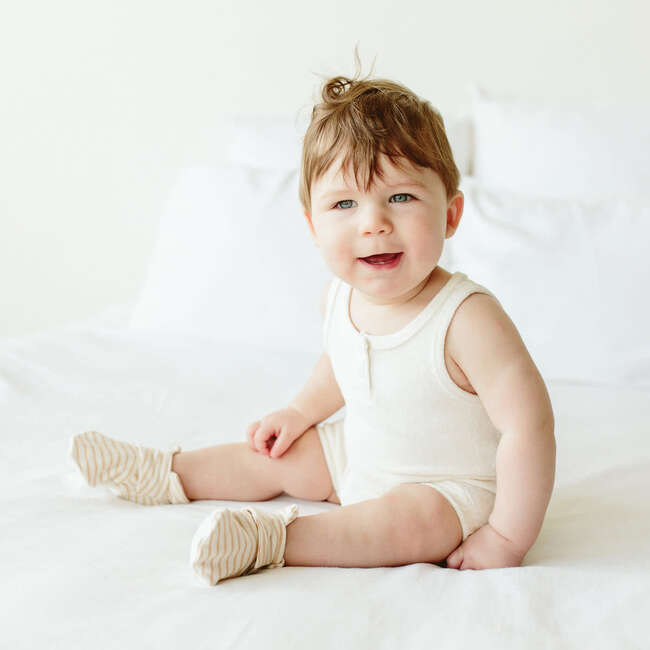 Viscose from Bamboo Organic Cotton Sleeveless Romper, Cloud Terry - Rompers - 2