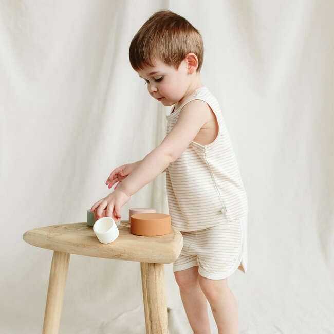 Viscose from Bamboo Organic Cotton Baby Shorts, Dune Stripe - Shorts - 2