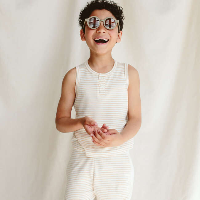 Viscose from Bamboo Organic Cotton Baby Tank Top, Dune Stripe - Shirts - 3