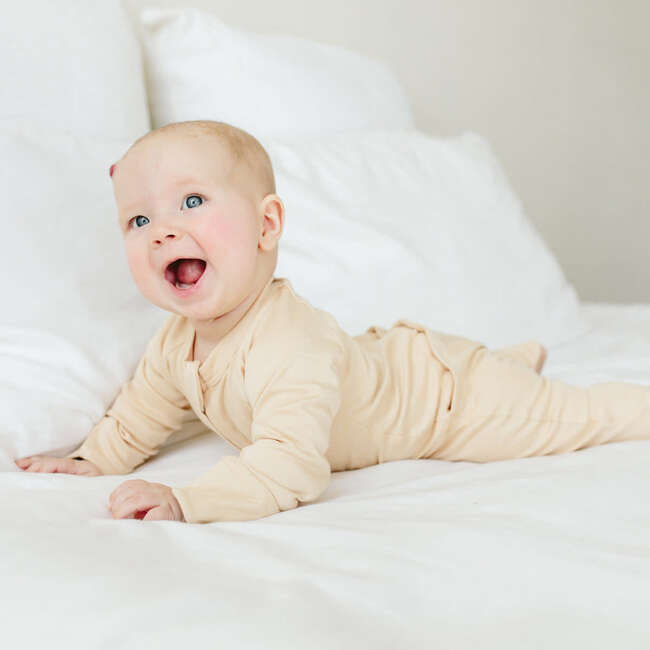 Viscose from Bamboo Organic Cotton Baby Footie, Dune - Footie Pajamas - 3