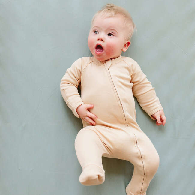 Viscose from Bamboo Organic Cotton Baby Footie, Dune - Footie Pajamas - 4