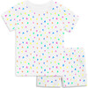 The Organic Short Sleeve Pajama Set, Neon Hearts - Pajamas - 1 - thumbnail