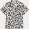 Steve Cuban Colar Short Sleeve Print Shirt, Black Flowers - Shirts - 1 - thumbnail
