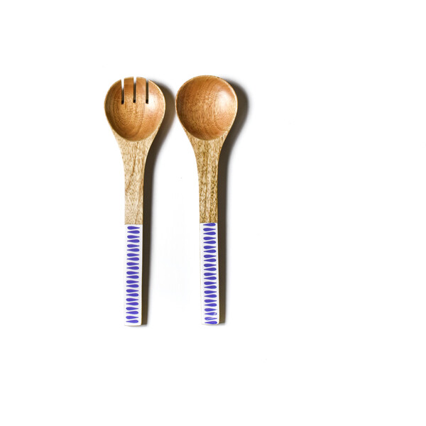 Iris Blue Drop Wood Salad Server Set - Coton Colors Tableware | Maisonette