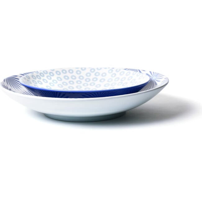 Iris Blue Burst Pip Mix Pasta Bowls, Set of 2 - Tabletop - 2