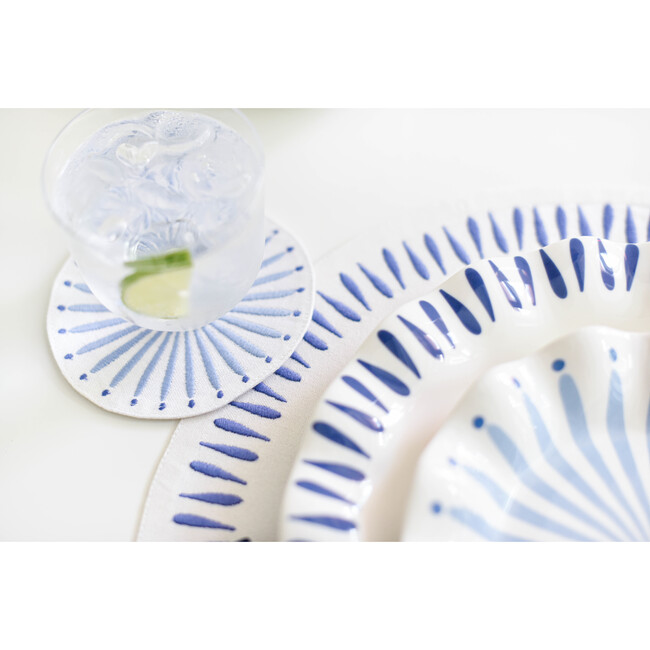 Iris Blue Burst Round Cocktail Napkins, Set of 4 - Tabletop - 2