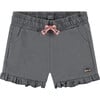 Lettuce Edge Hem Cinched Waist Shorts, Grey - Shorts - 1 - thumbnail