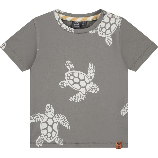 All-Over Turtle Graphic Print T-Shirt, Granite