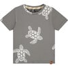 All-Over Turtle Graphic Print T-Shirt, Granite - Tees - 1 - thumbnail