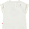Rolled Cuff Sleeve Smiling Flower Graphic Print T-Shirt, Ivory - Tees - 2