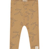 Leaf Graphic Print Leggings, Curry - Leggings - 1 - thumbnail
