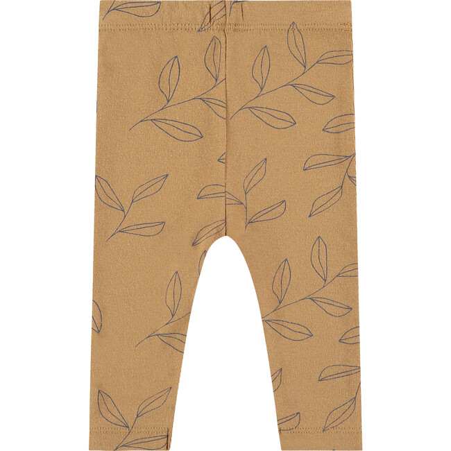 Leaf Graphic Print Leggings, Curry - Leggings - 2
