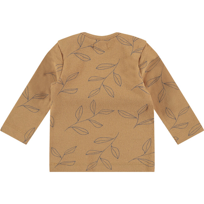 Long Sleeve Leaf Graphic Print Shirt, Curry - Sweatshirts - 2