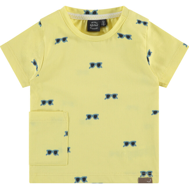 All-Over Sunglasses Graphic Print Enlarged Side Pocket T-Shirt, Citrus