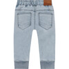 Jogger Style Cinched Waist Cuffed Jeans, Blue Denim - Jeans - 2
