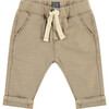 Elastic Waistband Drawstring Denim Pants, Toffee - Pants - 1 - thumbnail