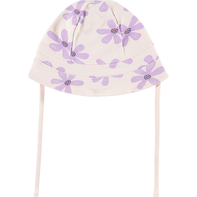 All-Over Floral Graphic Print Tie-String Hat, Soft Pink