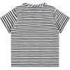 Short Sleeve Button Down Sriped Henley T-Shirt, Dark Blue - Tees - 2