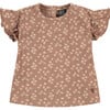 Flutter Sleeve All-Over Floral Graphic Print T-Shirt, Wood - Tees - 1 - thumbnail