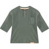 Long Sleeve Ribbed Henley Shirt, Thyme - Shirts - 1 - thumbnail