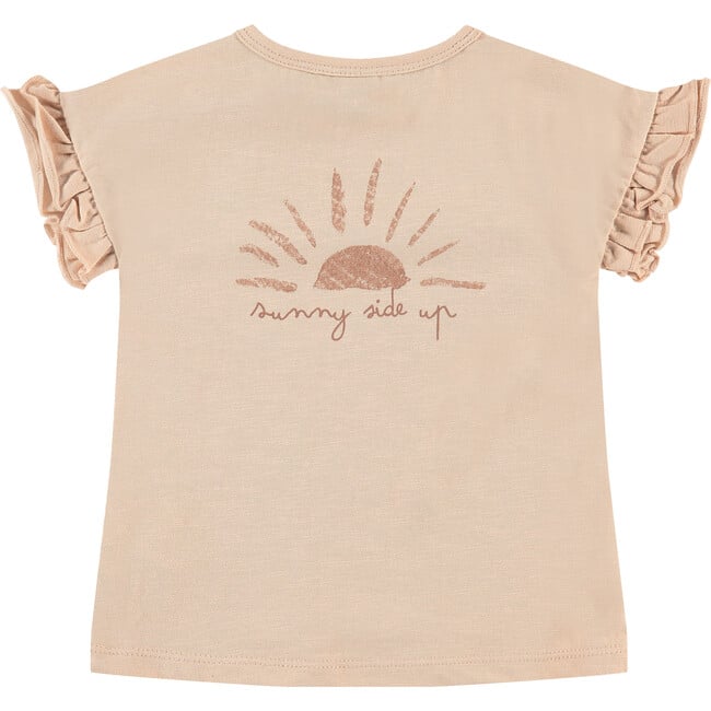 Flutter Sleeve Flower Graphic Print T-Shirt, Blush - Tees - 2