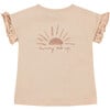 Flutter Sleeve Flower Graphic Print T-Shirt, Blush - Tees - 2