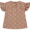 Flutter Sleeve All-Over Floral Graphic Print T-Shirt, Wood - Tees - 2