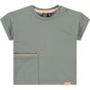 Crew Neck Micro-Stripe Enlarged Side Pocket T-Shirt, Thyme - Tees - 1 - thumbnail