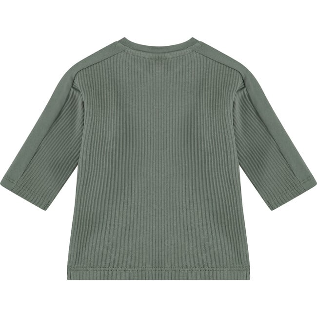 Long Sleeve Ribbed Henley Shirt, Thyme - Shirts - 2