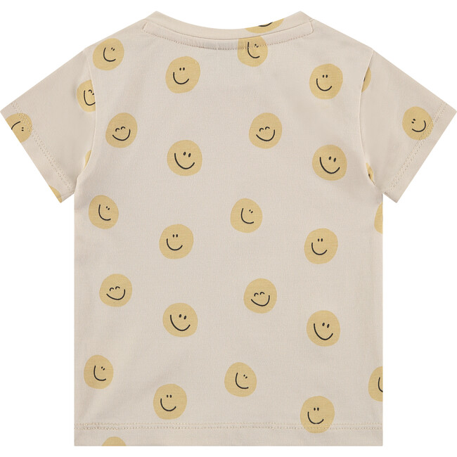 All Over Smiley Face Graphic Print T-Shirt, Chalk - Tees - 2