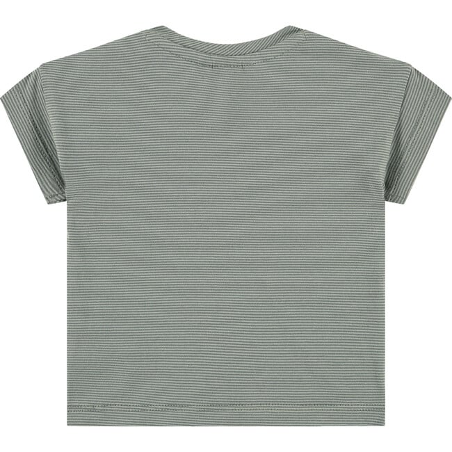 Crew Neck Micro-Stripe Enlarged Side Pocket T-Shirt, Thyme - Tees - 2