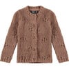 Knit Intricate Eyelet Cardigan, Wood - Cardigans - 1 - thumbnail