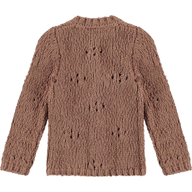 Knit Intricate Eyelet Cardigan, Wood - Cardigans - 2