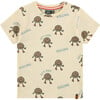 All-Over Graphic Print "Let'S Keep Rolling" T-Shirt, Cream - Tees - 1 - thumbnail