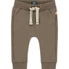 Plush Ribbed Cuff Drawstring Waist Sweatpants, Brown - Sweatpants - 1 - thumbnail