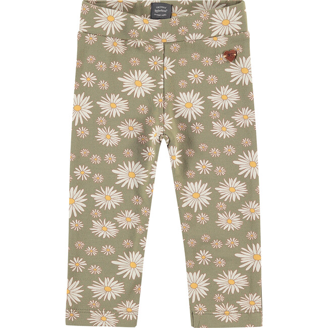 All-Over Graphic Daisy Flower Print Leggings, Army