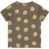 All Over Smiley Face Graphic Print T-Shirt, Brown - Tees - 2