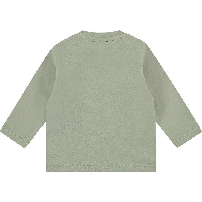 Crew Neck Long Sleeve Playful Graphic Shirt, Sage - Shirts - 2