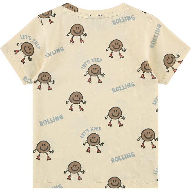 All-Over Graphic Print "Let'S Keep Rolling" T-Shirt, Cream - Tees - 2