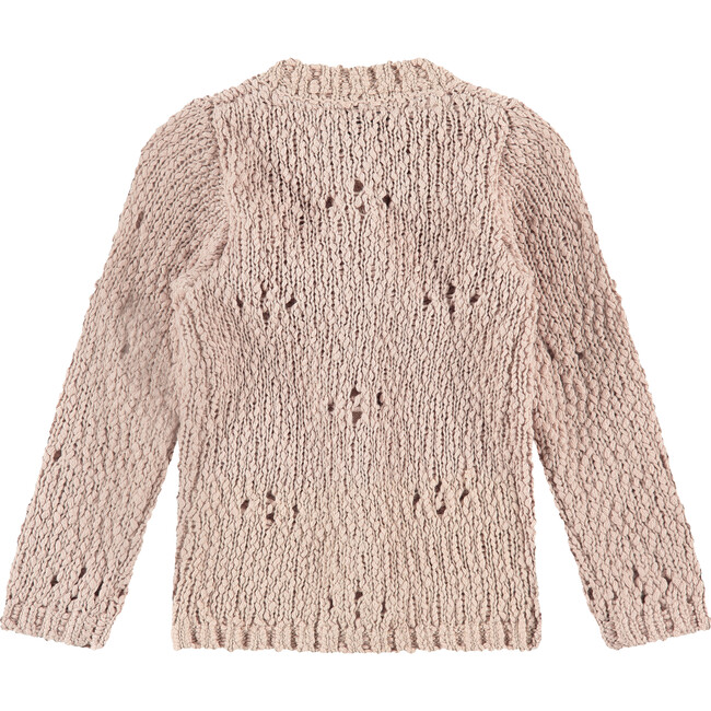 Knit Intricate Eyelet Cardigan, Blush - Cardigans - 2