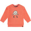 Crew Neck Neon Smiling Character Print Sweatshirt, Grapefruit - Sweatshirts - 1 - thumbnail