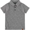 Short Sleeve 3-Buttoned Polo Shirt, Smoke - Polo Shirts - 1 - thumbnail