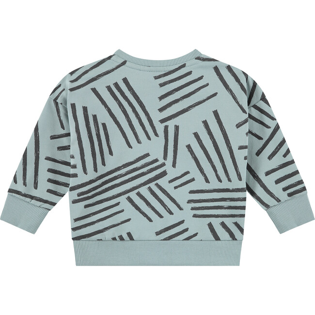 Crew Neck Abstract Stripe Graphic Print Sweatshirt, Lake - Sweatshirts - 2