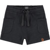 Drawstring Waist Shorts, Black - Shorts - 1 - thumbnail