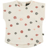 All-Over Blowish Graphic Print Short Sleeve Top, Ivory - Blouses - 1 - thumbnail
