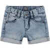 Light Wash Denim Shorts, Light Blue Denim - Shorts - 1 - thumbnail